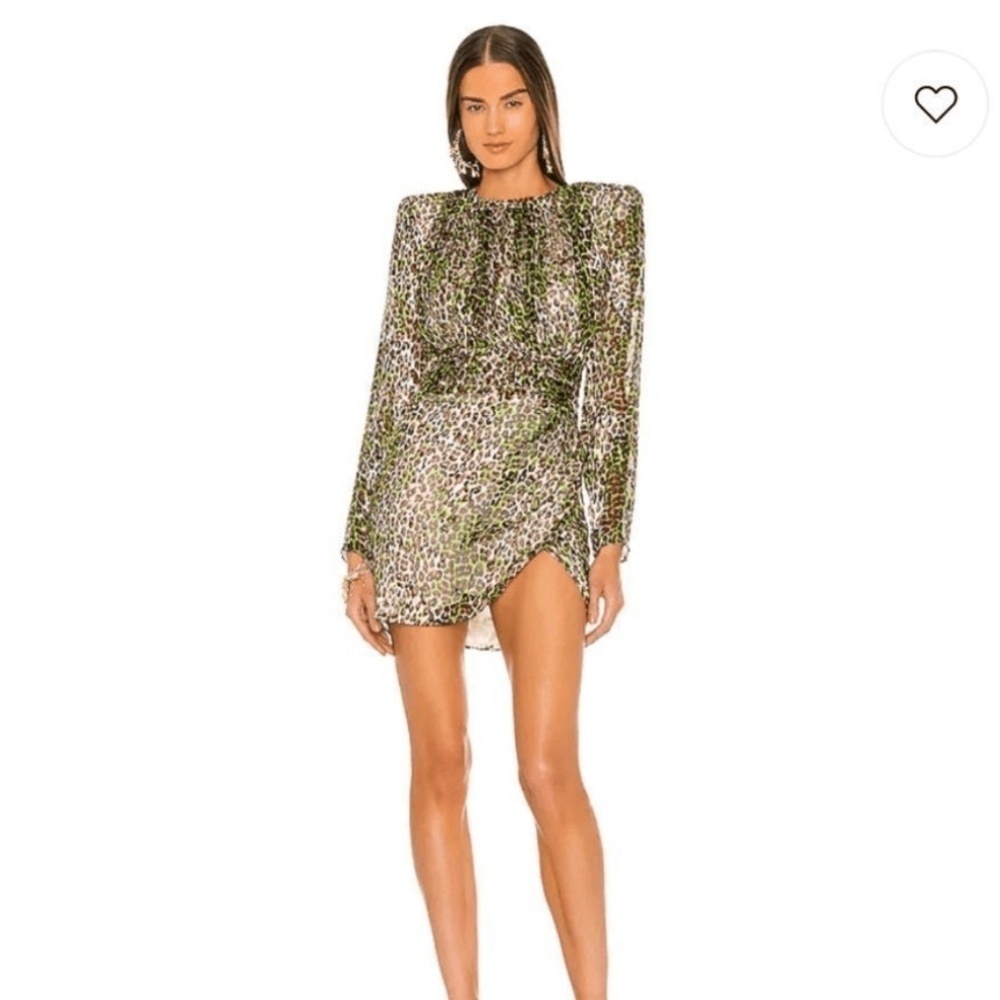 NEW NWT Dundas x Revolve Brooklyn Mini Dress Leopard Green Size Small